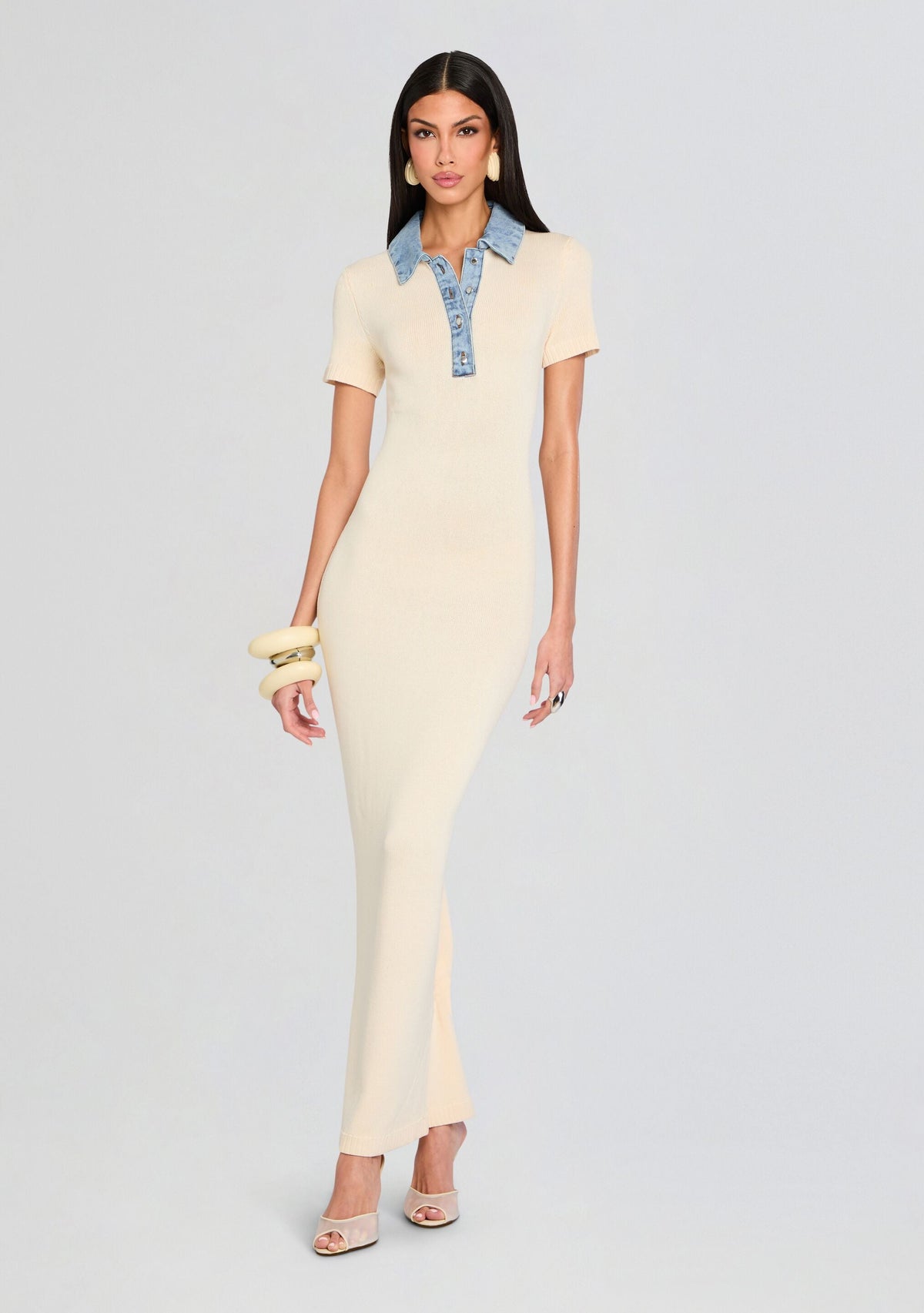 Reye Knit Maxi Dress by SEROYA in Eggshell/Coastline, product image 1