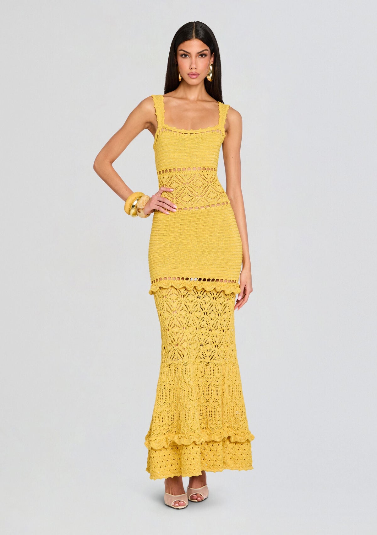 Winona Crochet Dress by retrofête in Sol/Gold, product image 1