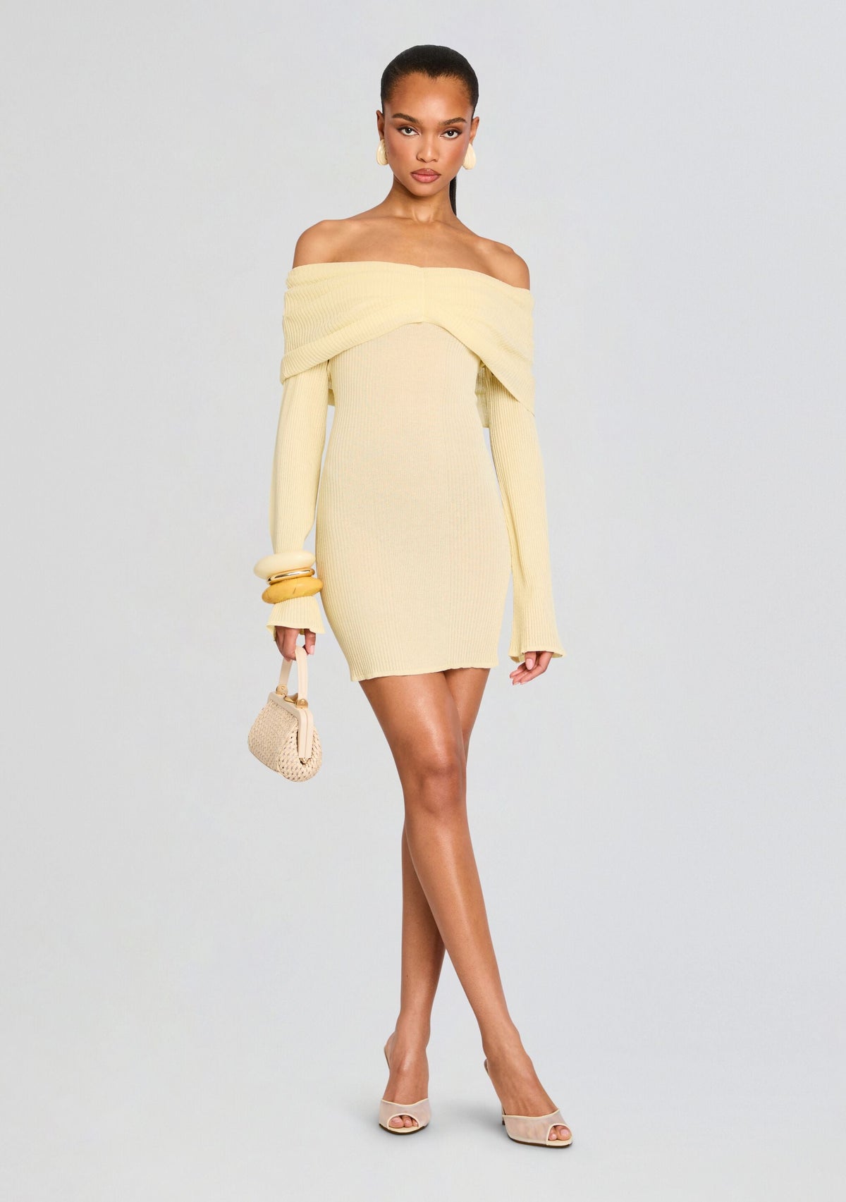 Xen Knit Mini Dress by SEROYA in Pastel Yellow, product image 5