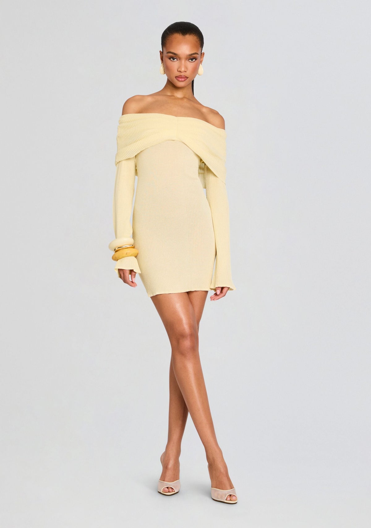 Xen Knit Mini Dress by SEROYA in Pastel Yellow, product image 1