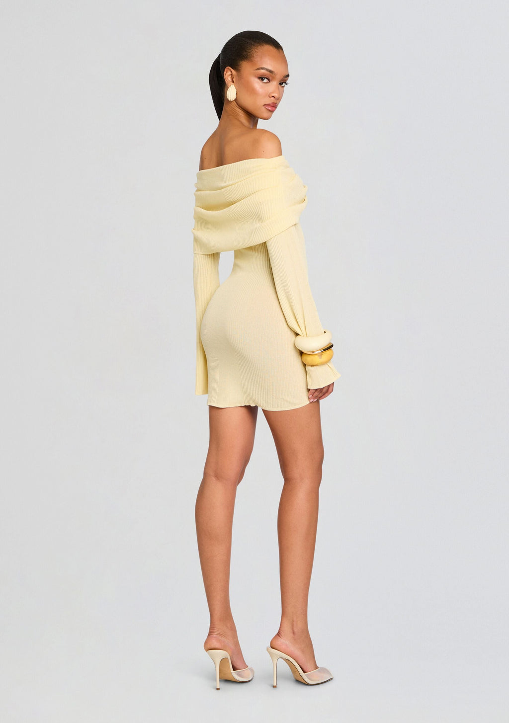 Xen Knit Mini Dress by SEROYA in Pastel Yellow, product image 4