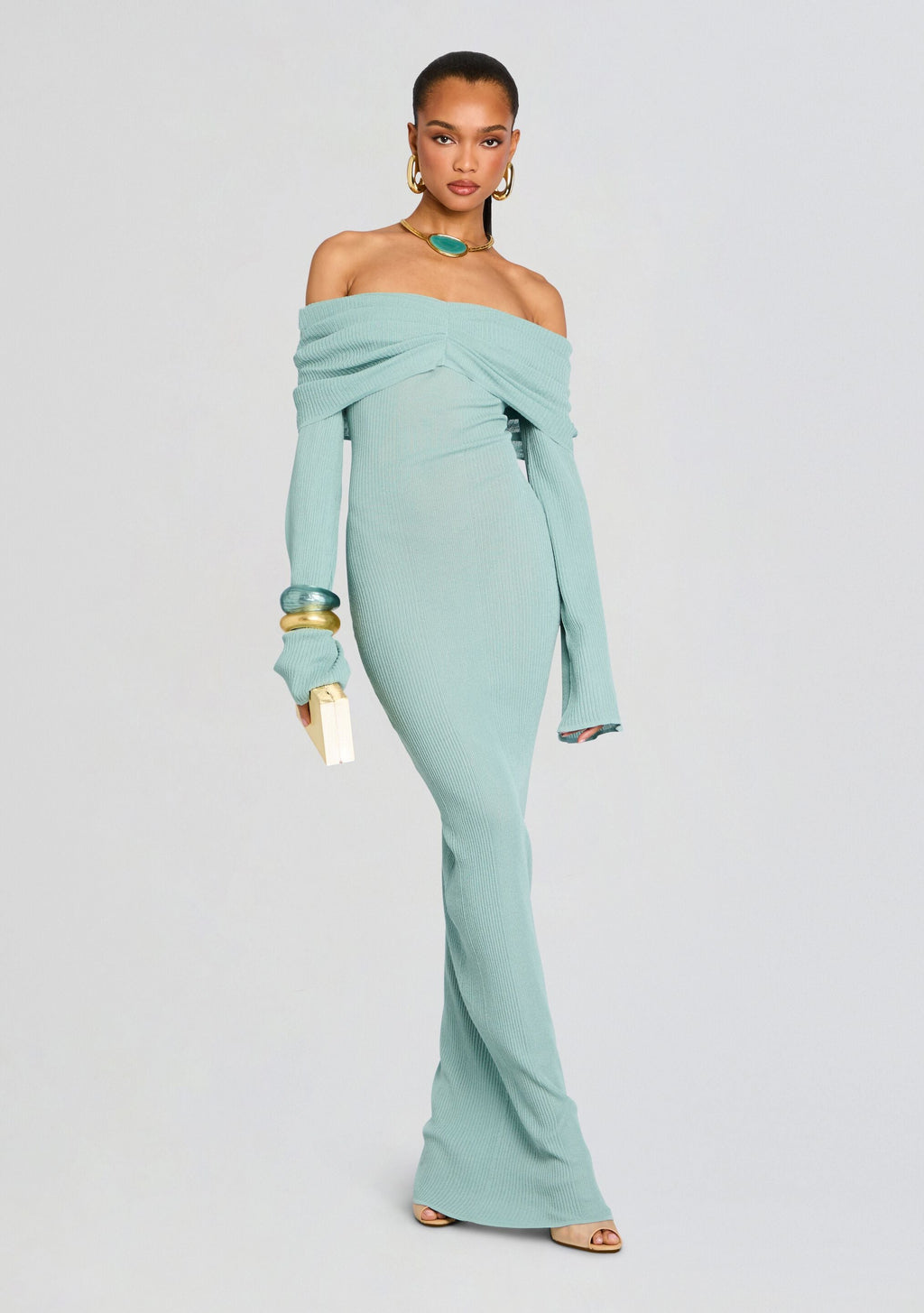 Xenia Knit Maxi Dress by SEROYA in Frosted Sea, product image 5