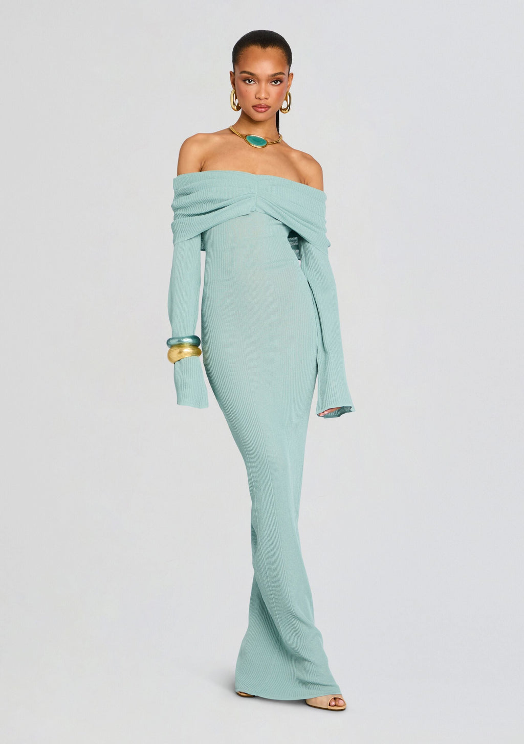Xenia Knit Maxi Dress by SEROYA in Frosted Sea, product image 1