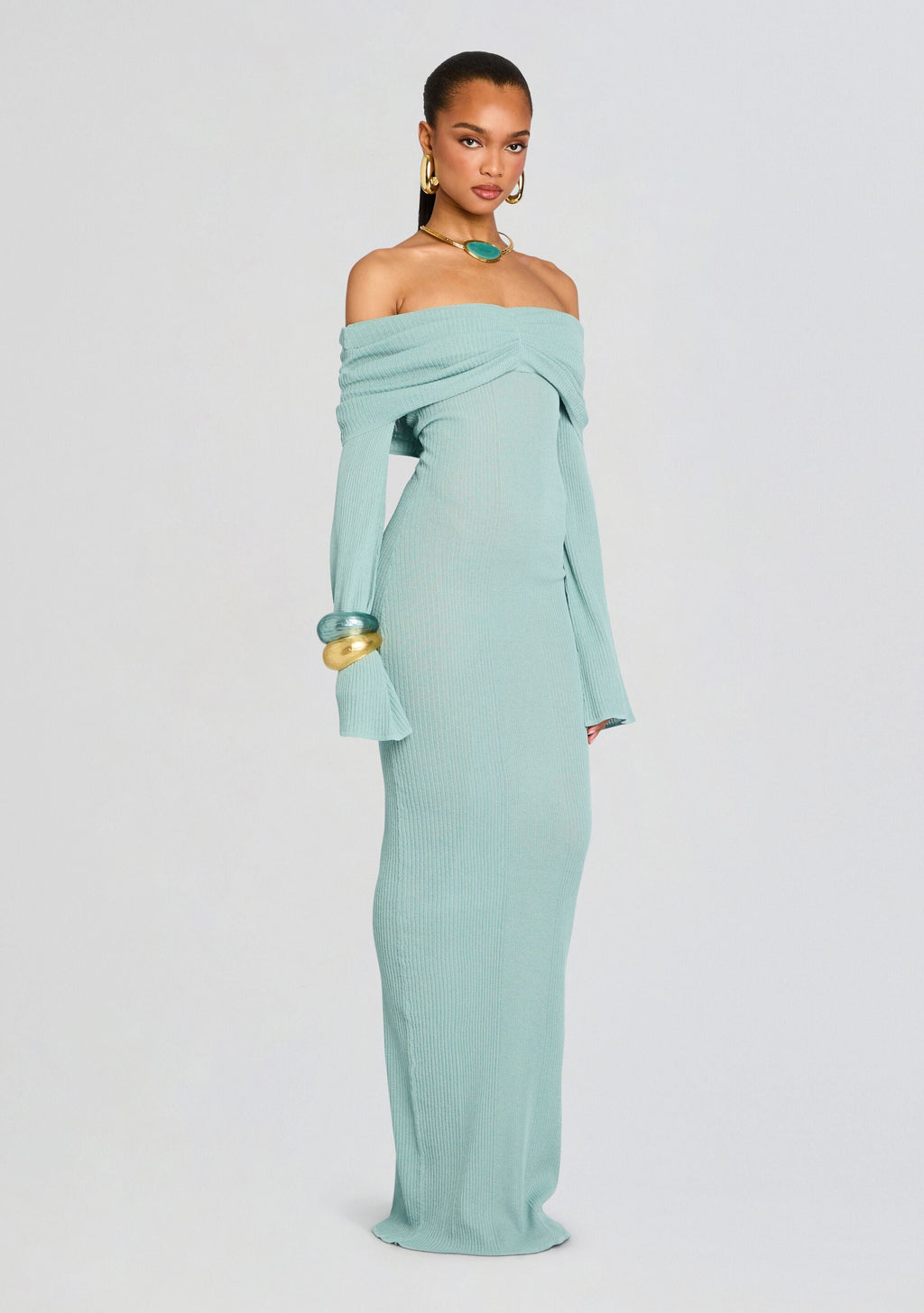 Xenia Knit Maxi Dress by SEROYA in Frosted Sea, product image 3