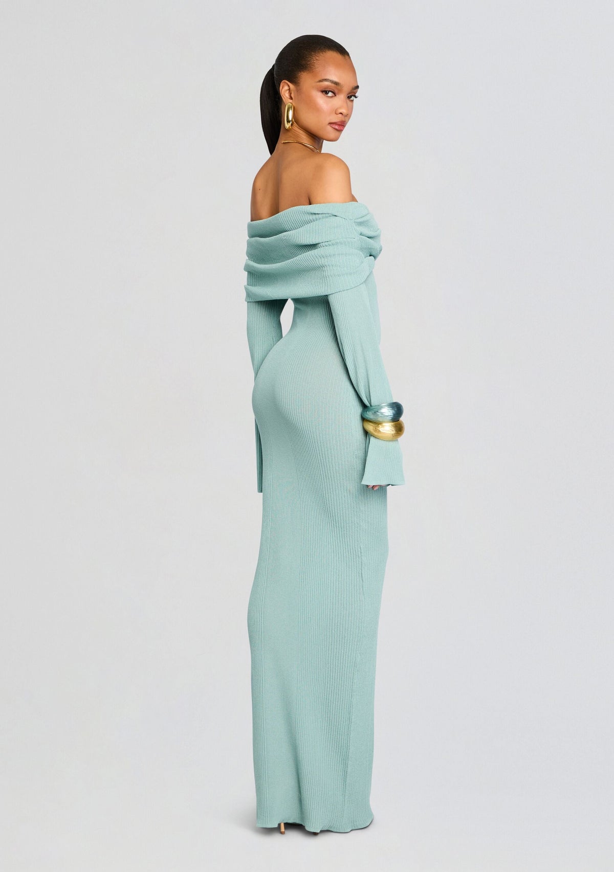 Xenia Knit Maxi Dress by SEROYA in Frosted Sea, product image 4