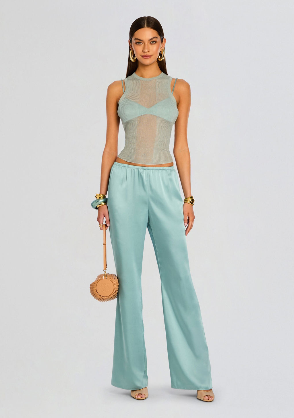Viva Satin Pant by SEROYA in Frosted Sea, product image 5