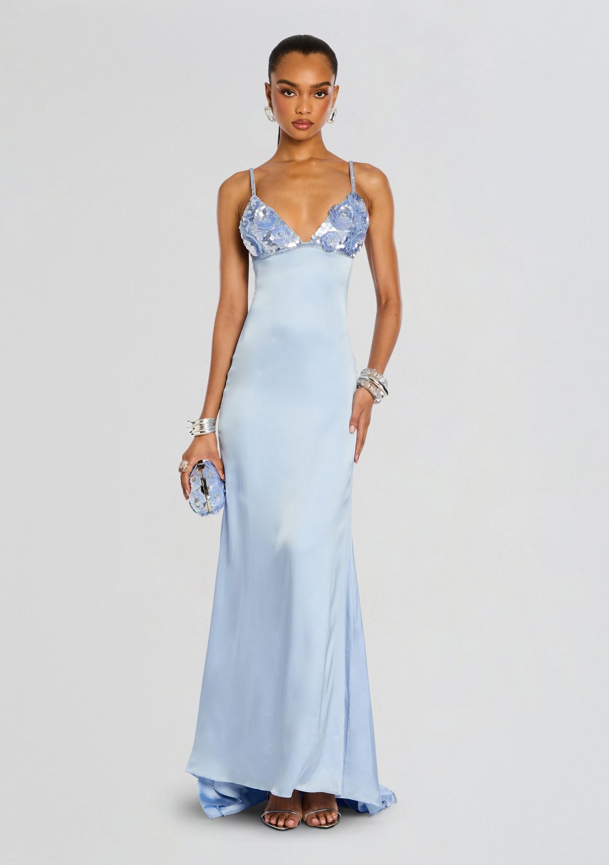 Oline Embroidered Dress by retrofête in Ice Blue, product image 1