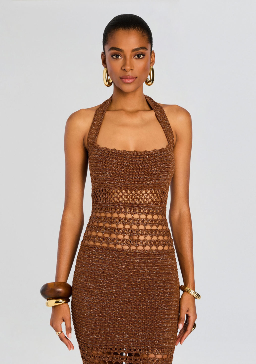 Jaycee Crochet Dress by retrofête in Sepia/Bronze, product image 5