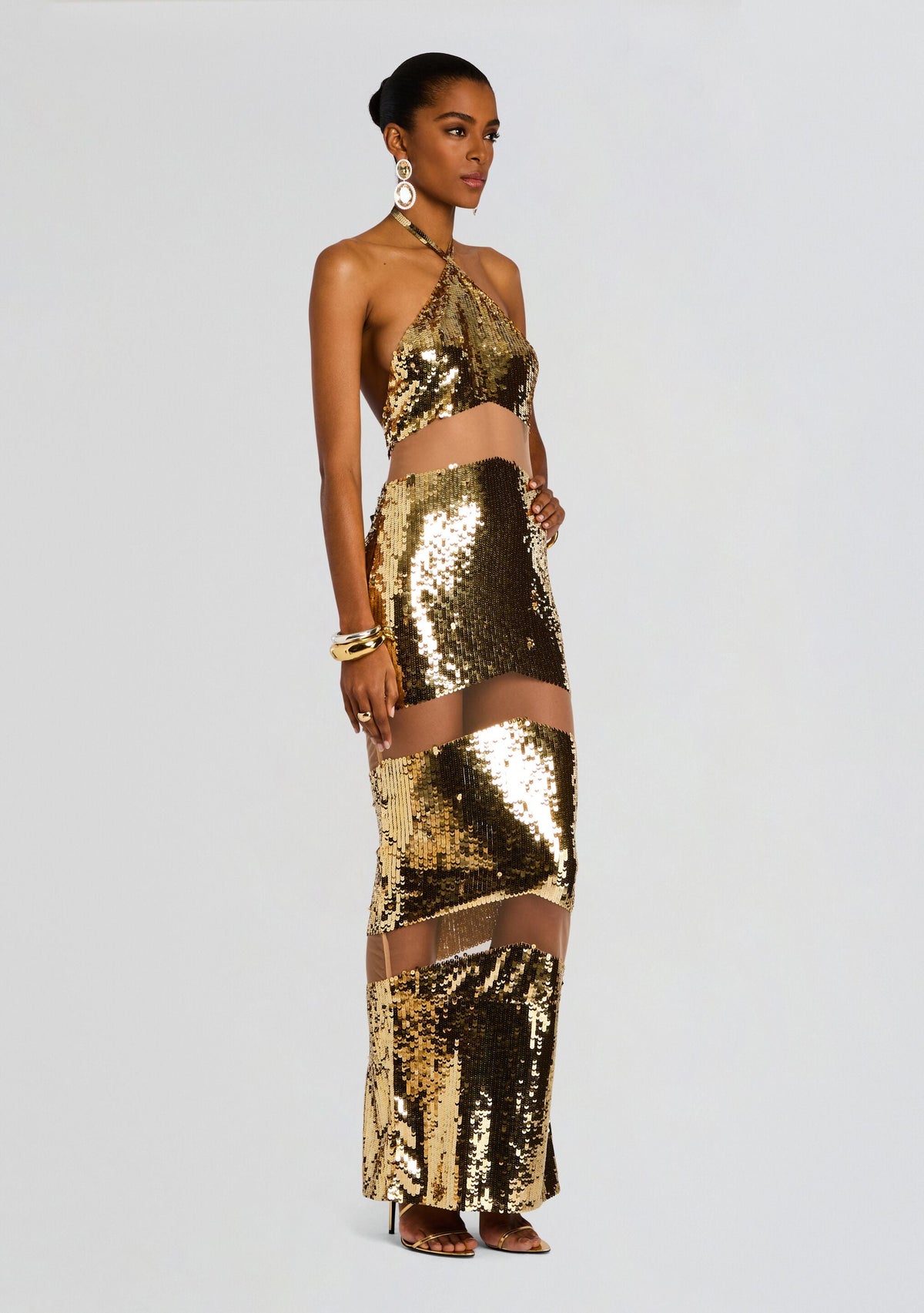 Kaeli Sequin Dress by retrofête in Gold/Nude, product image 4