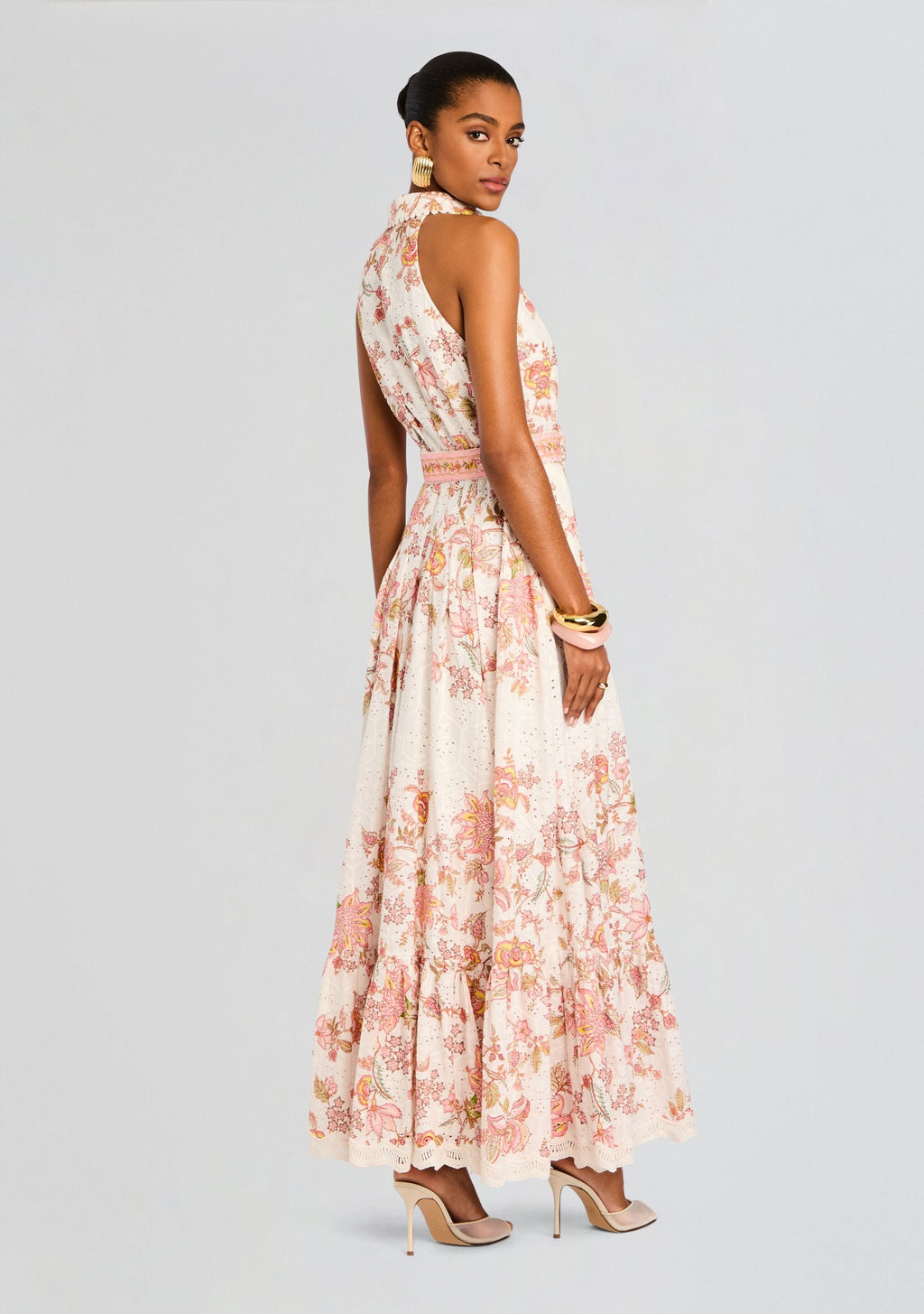 Niti Long Shirt Dress by Hemant & Nandita in White Floral, product image 4