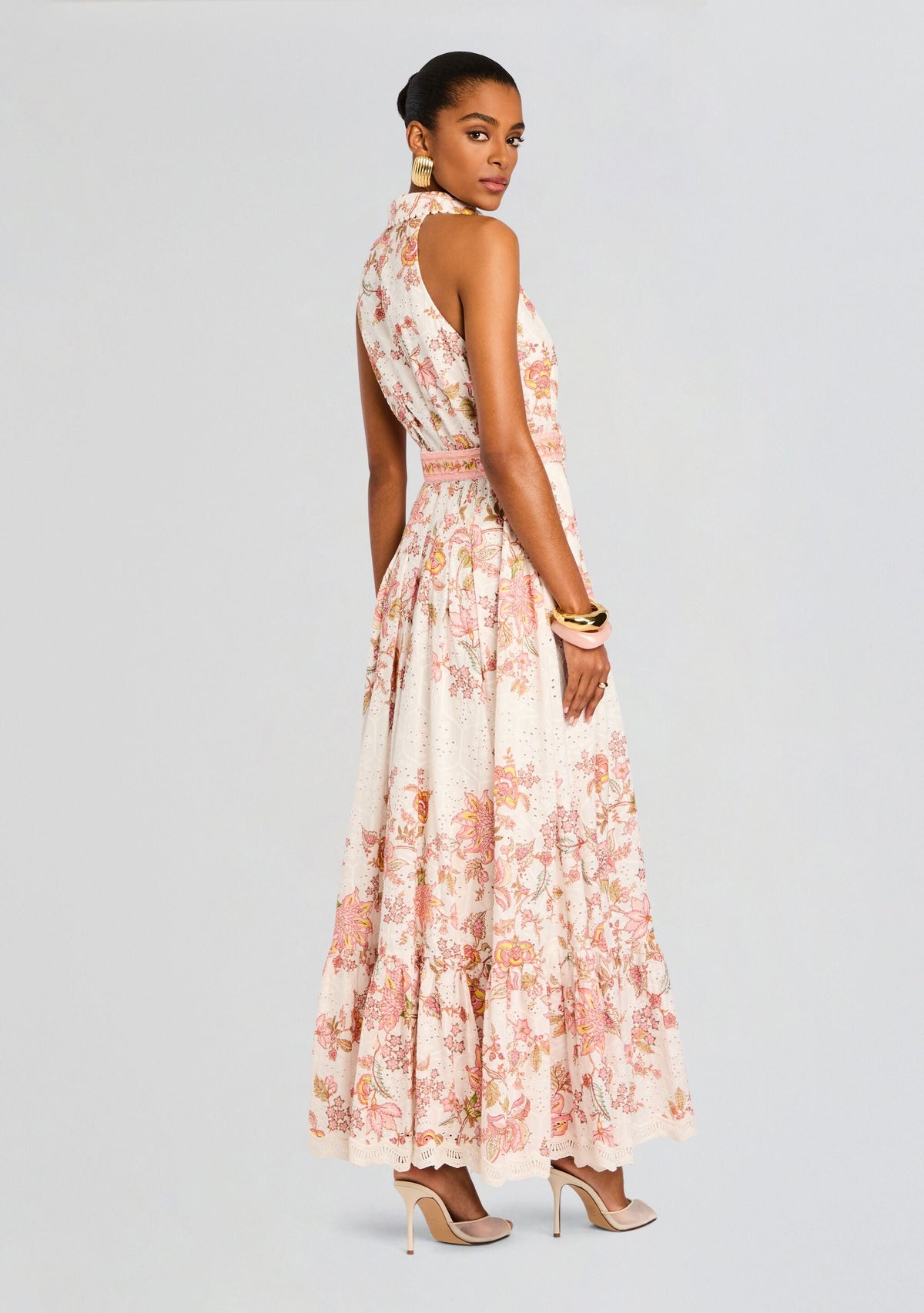 Niti Long Shirt Dress by Hemant & Nandita in White Floral, product image 4