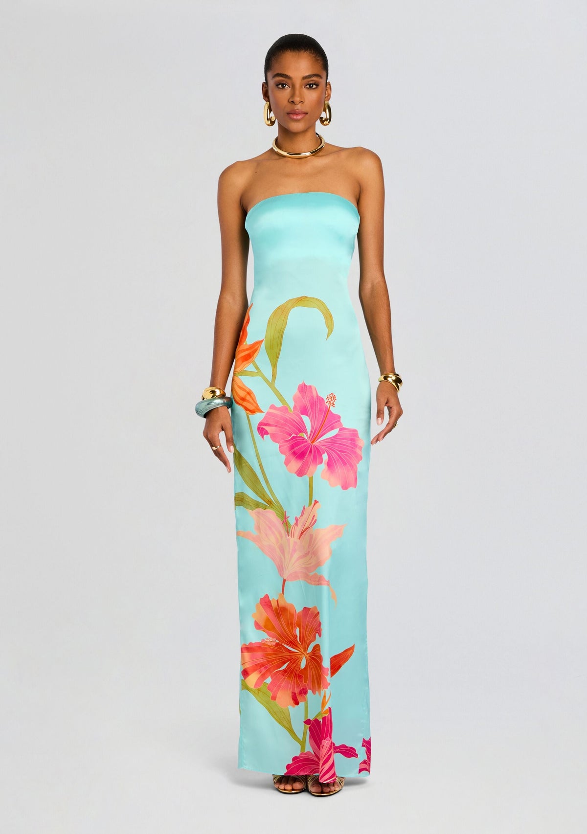 Vivi Silk Dress by retrofête in Aqua Primavera, product image 7