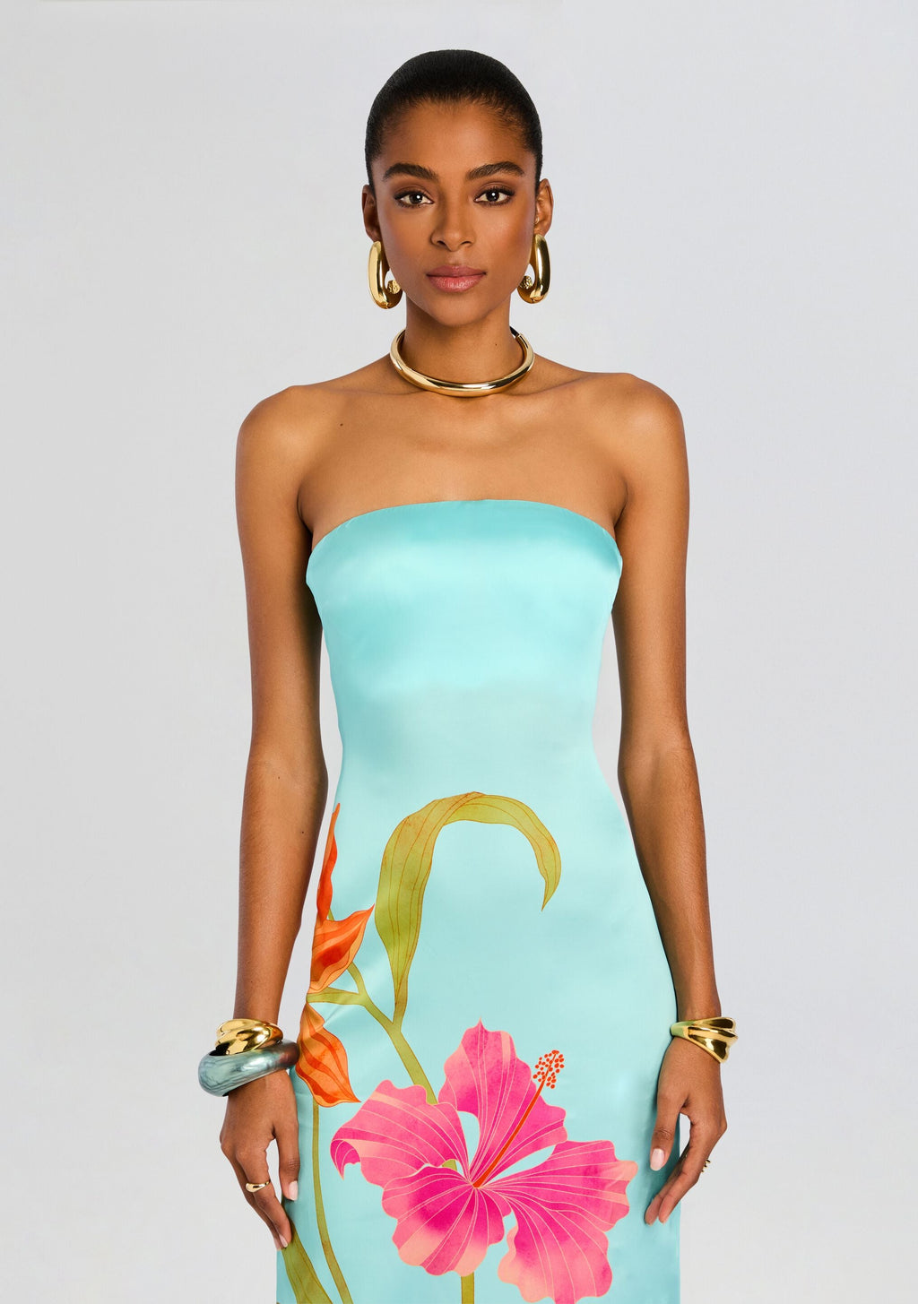 Vivi Silk Dress by retrofête in Aqua Primavera, product image 6