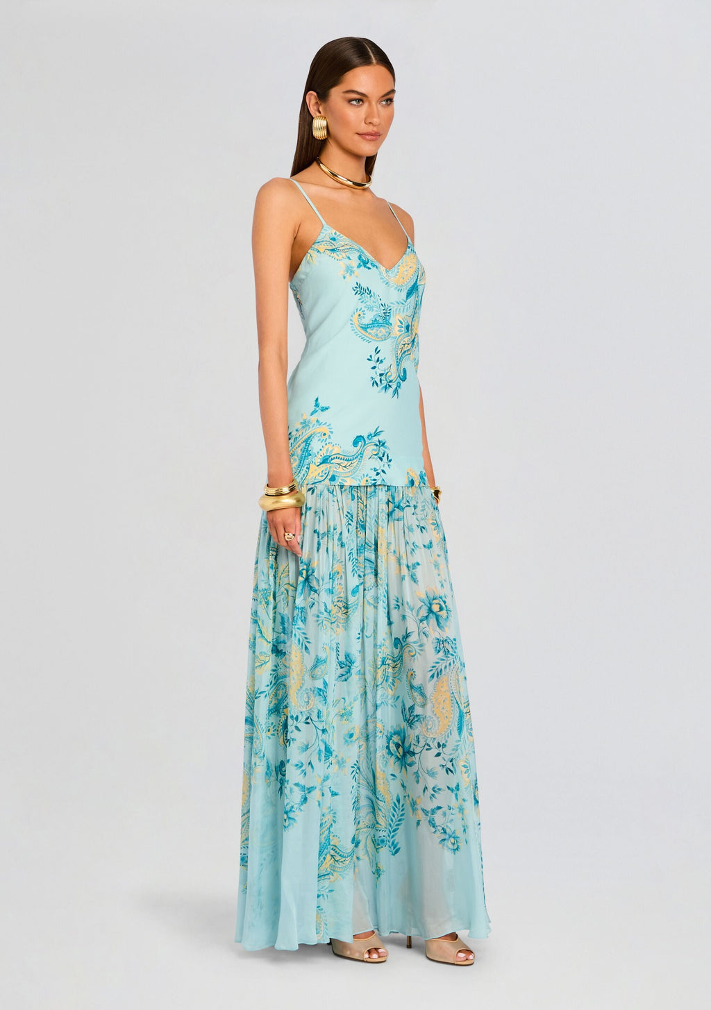 Wani Maxi Dress by Hemant & Nandita in Blue Yellow Mix, product image 3