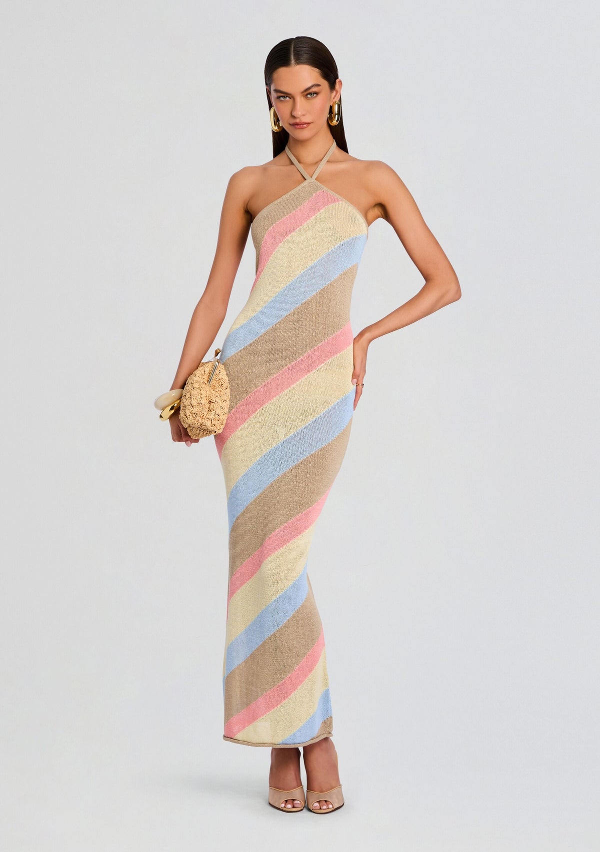 Dree Knit Maxi Dress by SEROYA in Yellow/Peach/Stone/Ice, product image 5
