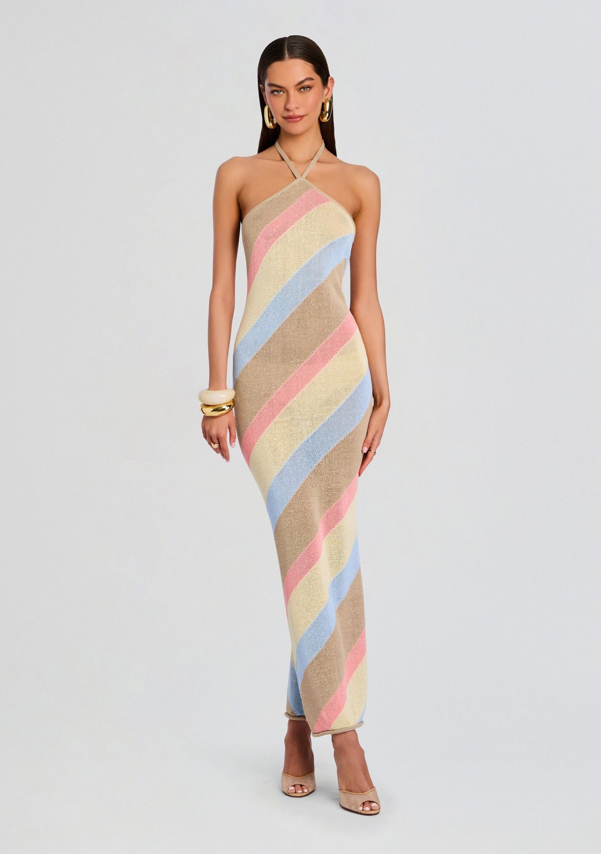Dree Knit Maxi Dress by SEROYA in Yellow/Peach/Stone/Ice, product image 1