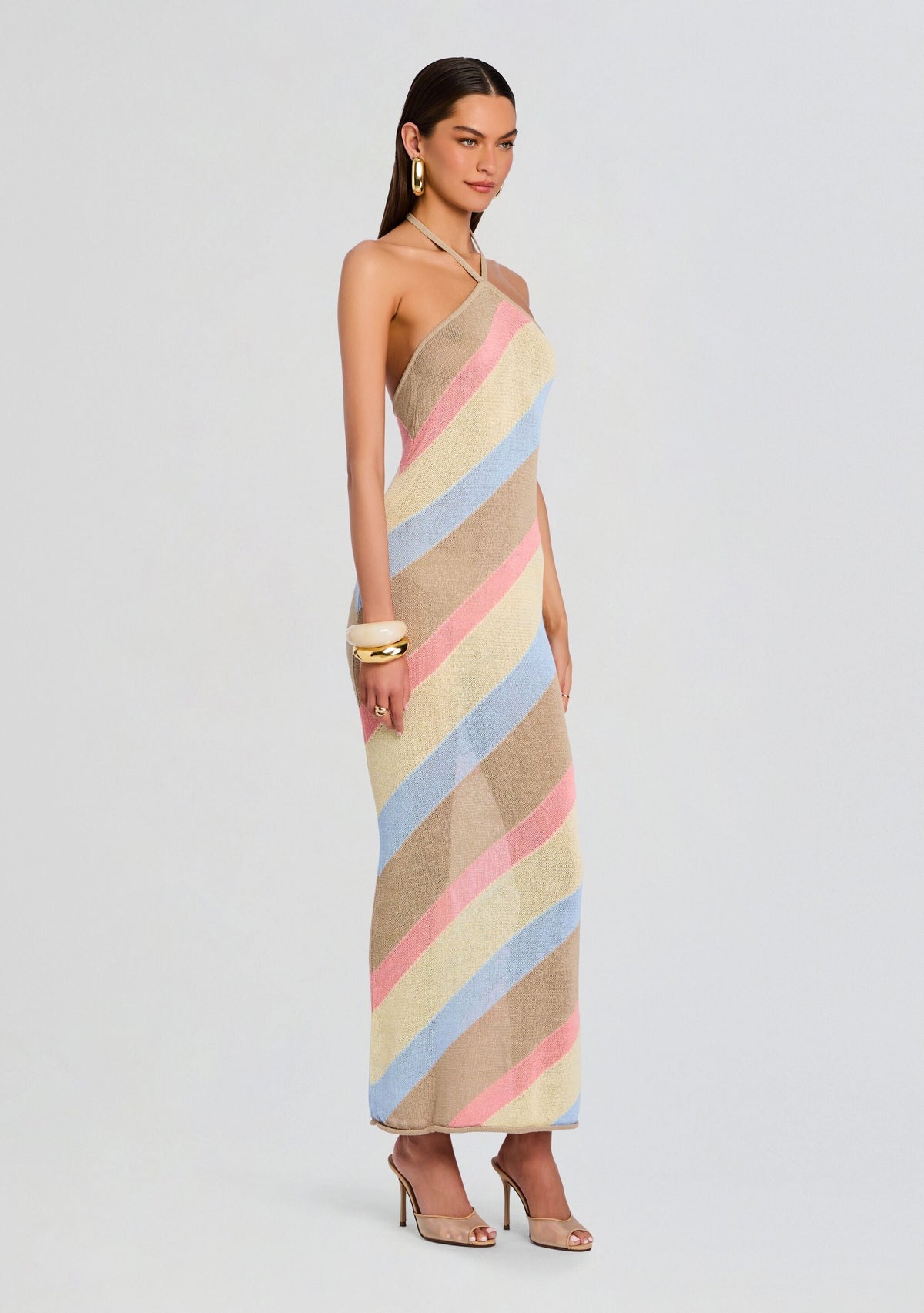 Dree Knit Maxi Dress by SEROYA in Yellow/Peach/Stone/Ice, product image 3