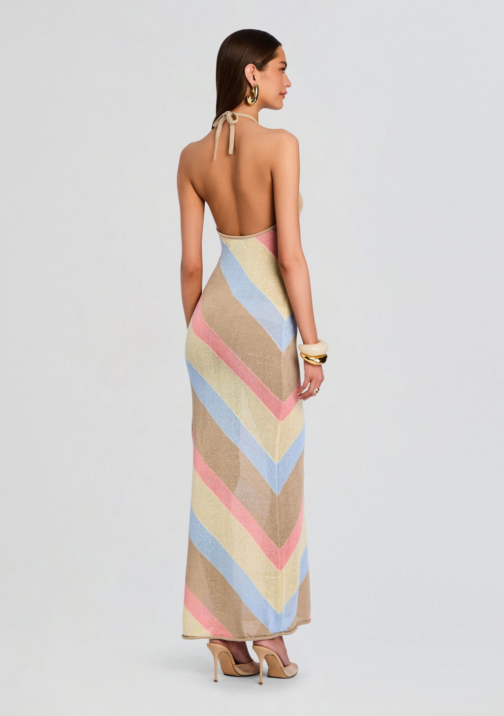 Dree Knit Maxi Dress by SEROYA in Yellow/Peach/Stone/Ice, product image 4
