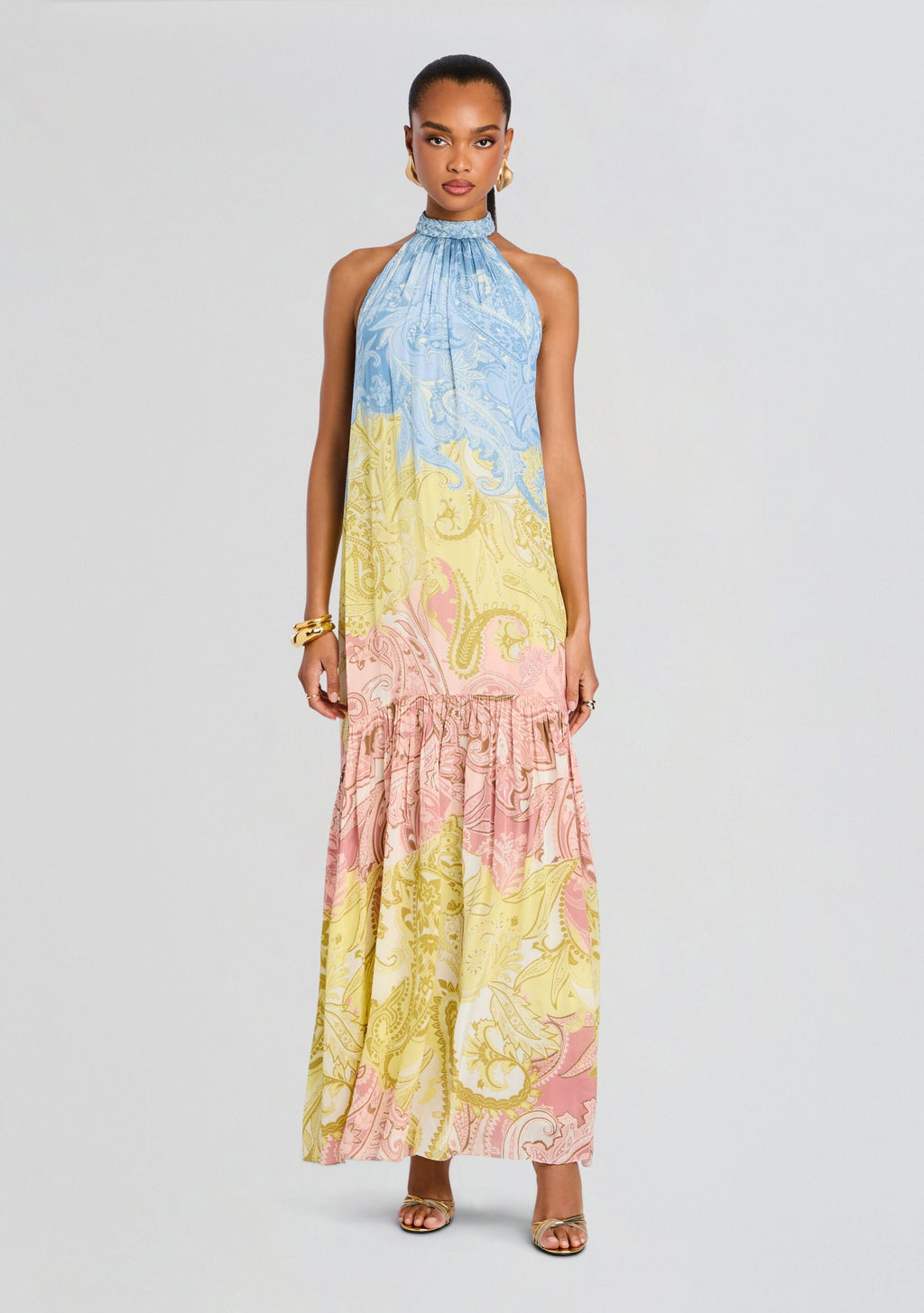 Fiza Halter Long Dress by Hemant & Nandita in Multi, product image 5