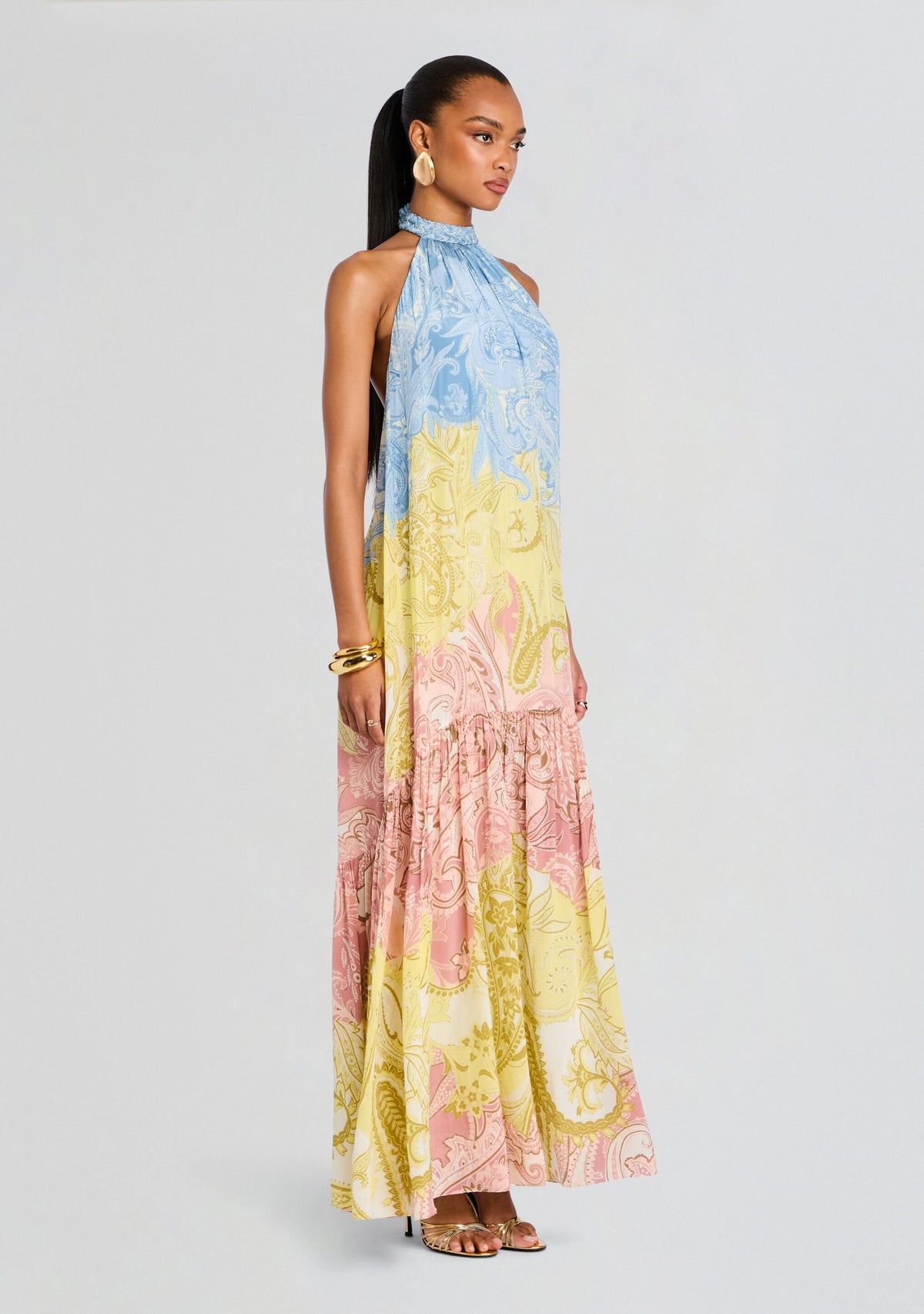 Fiza Halter Long Dress by Hemant & Nandita in Multi, product image 3