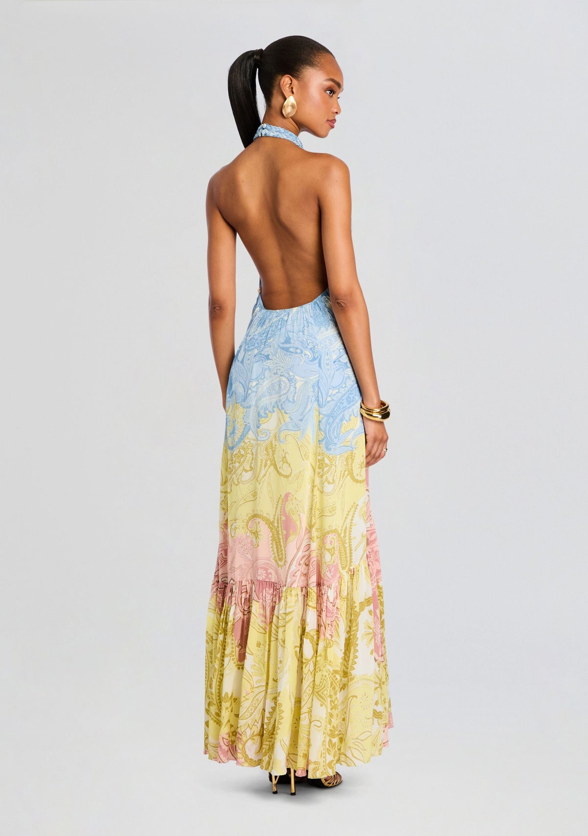 Fiza Halter Long Dress by Hemant & Nandita in Multi, product image 4