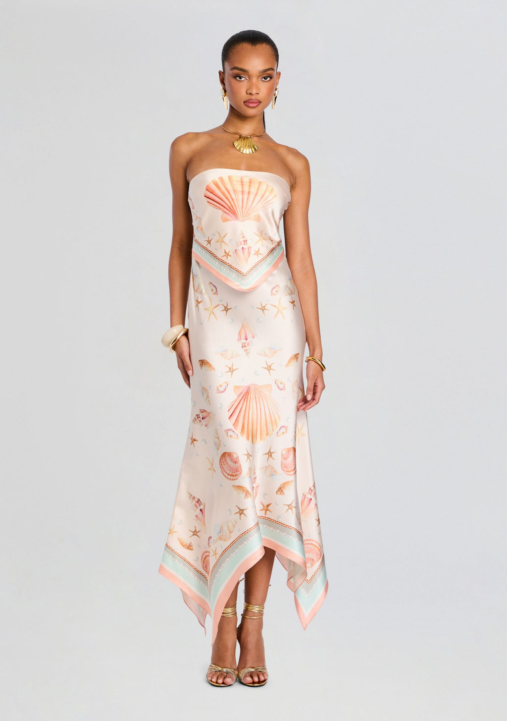 Marzanna Silk Dress by retrofête in Shell Foulard, product image 1