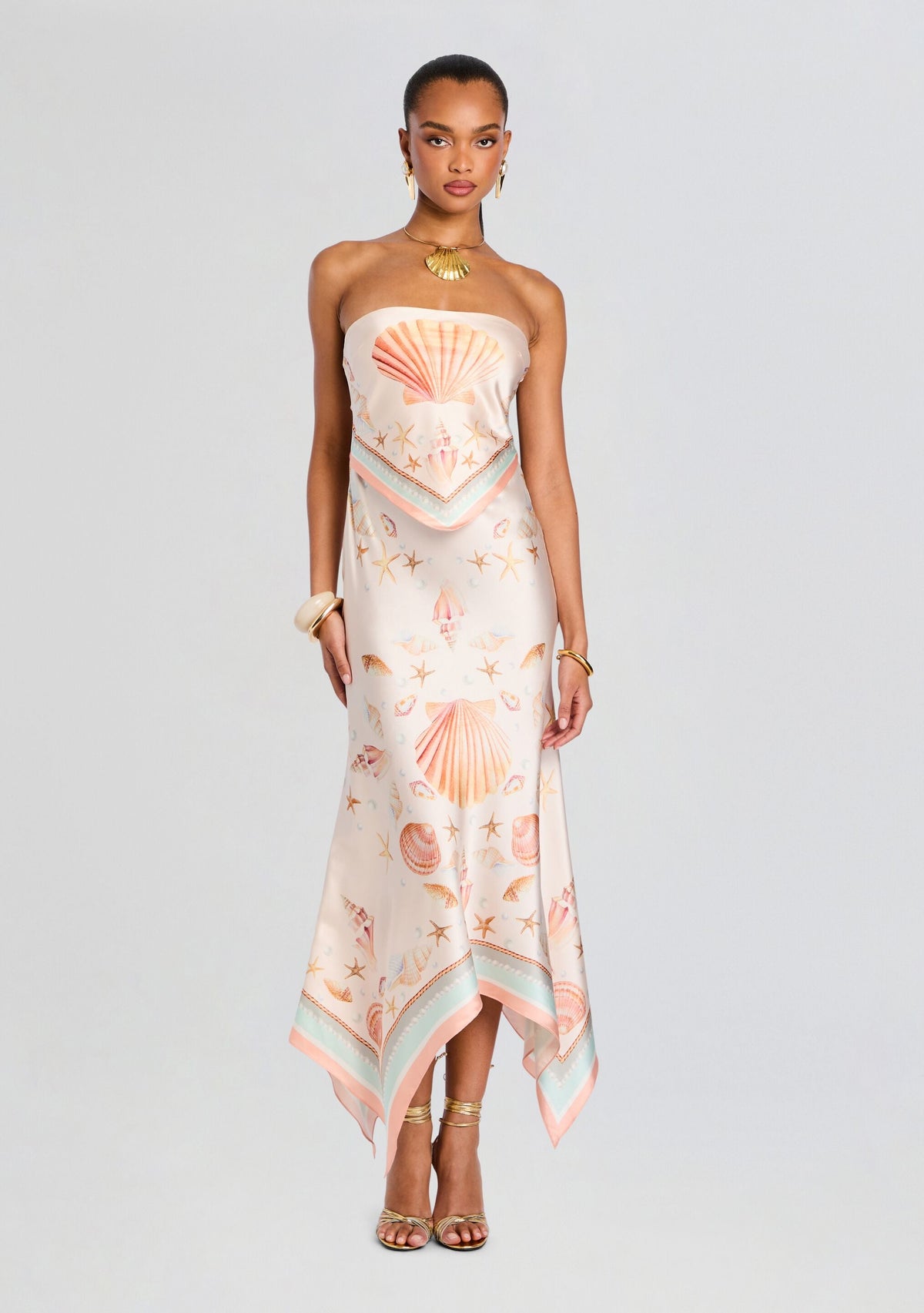 Marzanna Silk Dress by retrofête in Shell Foulard, product image 1