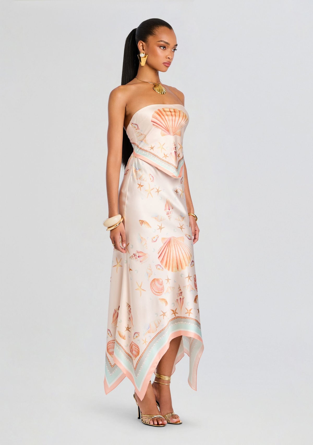 Marzanna Silk Dress by retrofête in Shell Foulard, product image 4