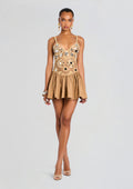 Thelma Metallic Crochet Dress by retrofête in Metallic Honey Beige, product image 1