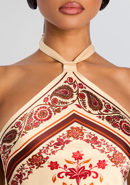 Adelaide Silk Dress by retrofête in Terracotta Bandana, product image 2