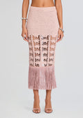 Naida Metallic Crochet Skirt by retrofête in Metallic Peche, product image 1