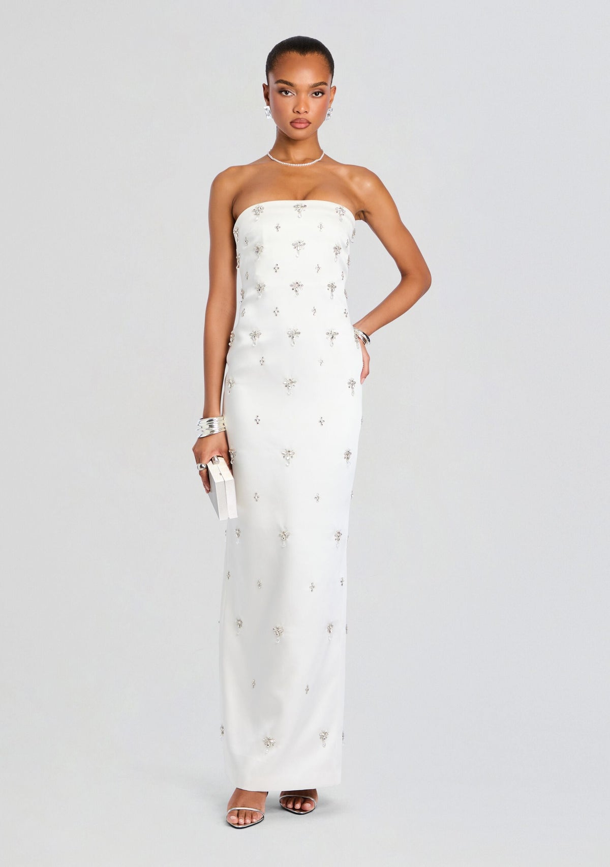 Elise Embellished Dress by retrofête in White, product image 1