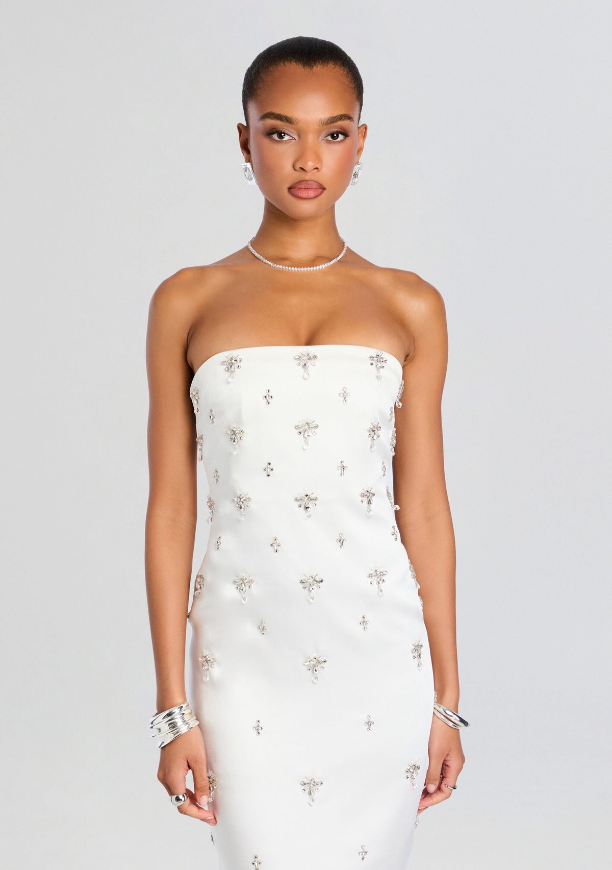 Elise Embellished Dress by retrofête in White, product image 5