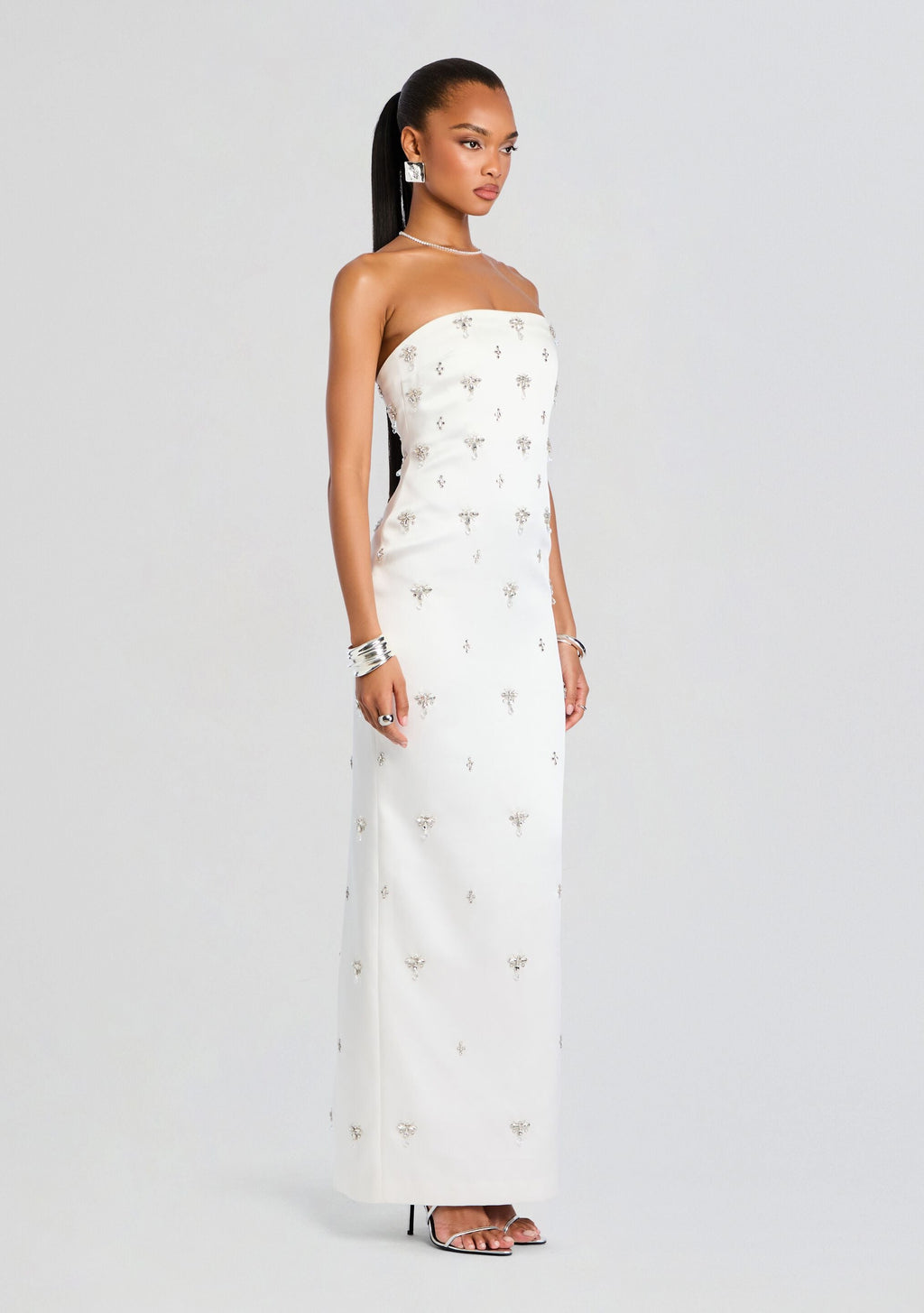 Elise Embellished Dress by retrofête in White, product image 3