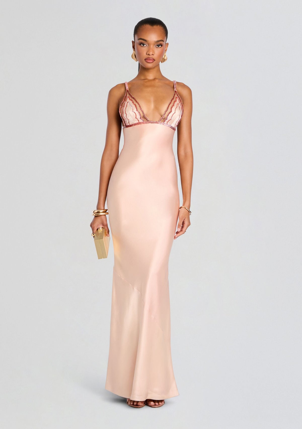 Mille Embellished Dress by retrofête in Peche, product image 1