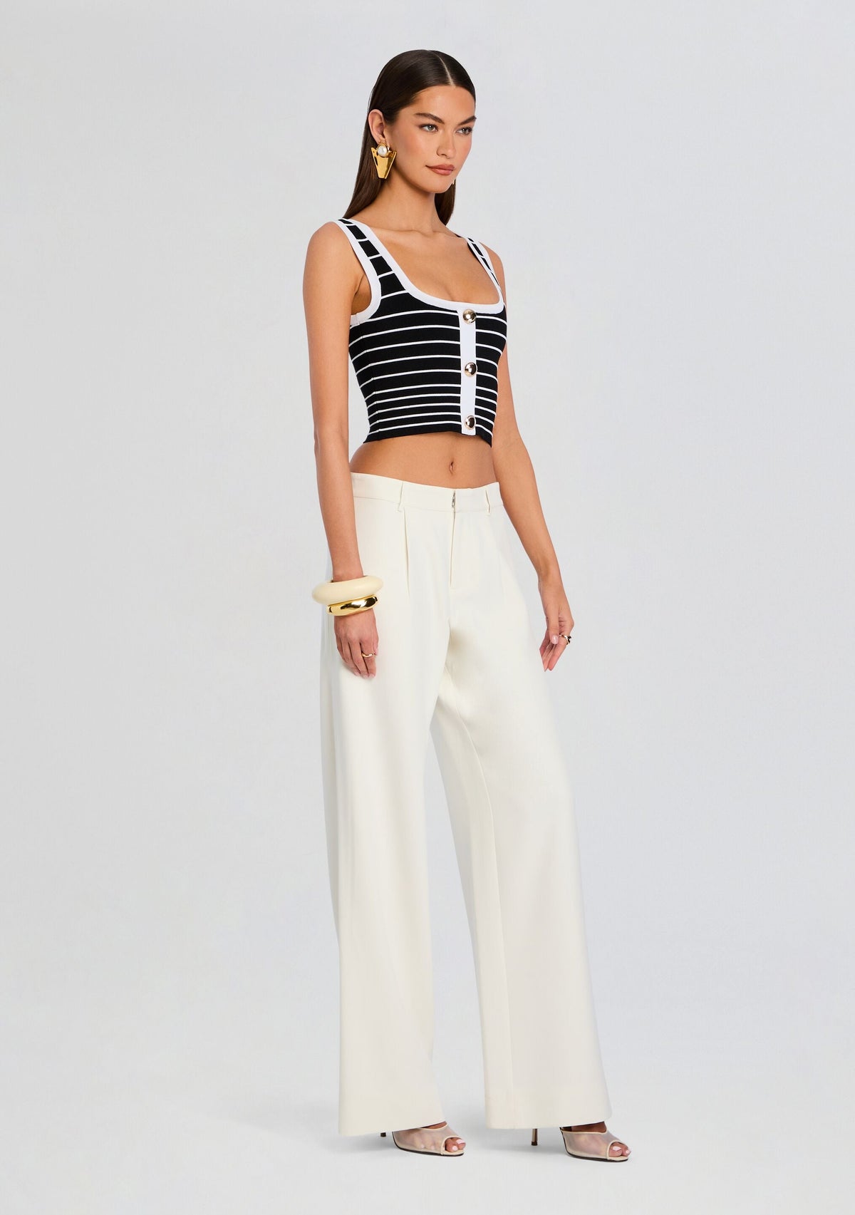 Zadie Metallic Knit Top by retrofête in Metallic Black/White, product image 4
