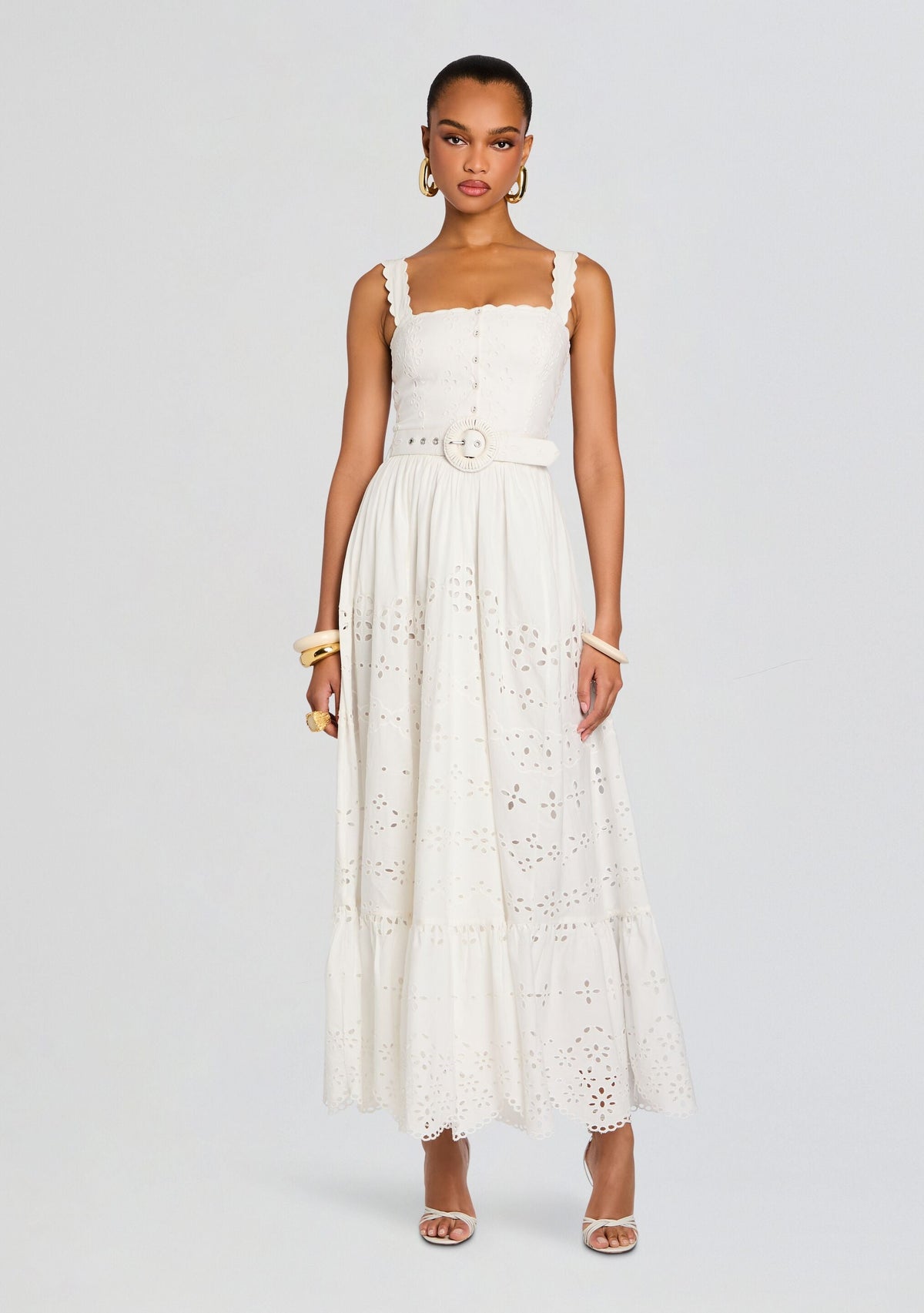 Adya Long Dress by Hemant & Nandita in Off White, product image 5