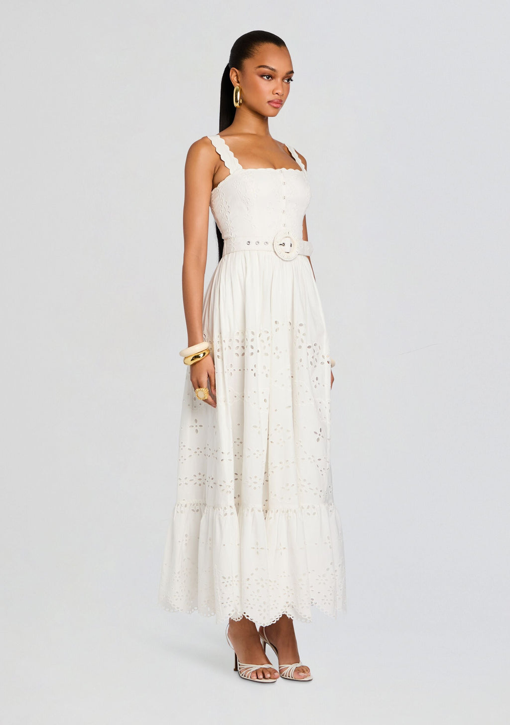 Adya Long Dress by Hemant & Nandita in Off White, product image 3