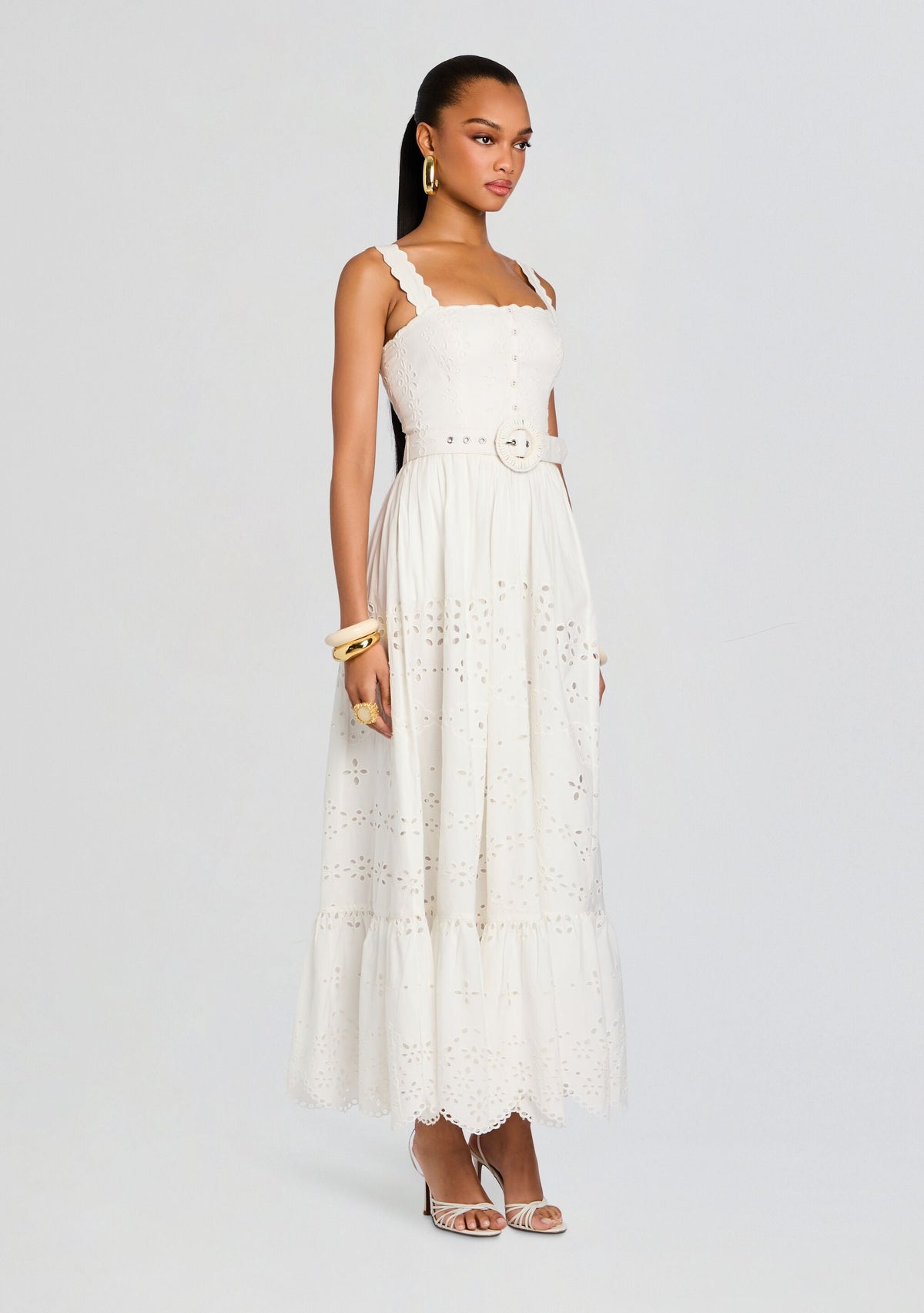Adya Long Dress by Hemant & Nandita in Off White, product image 3