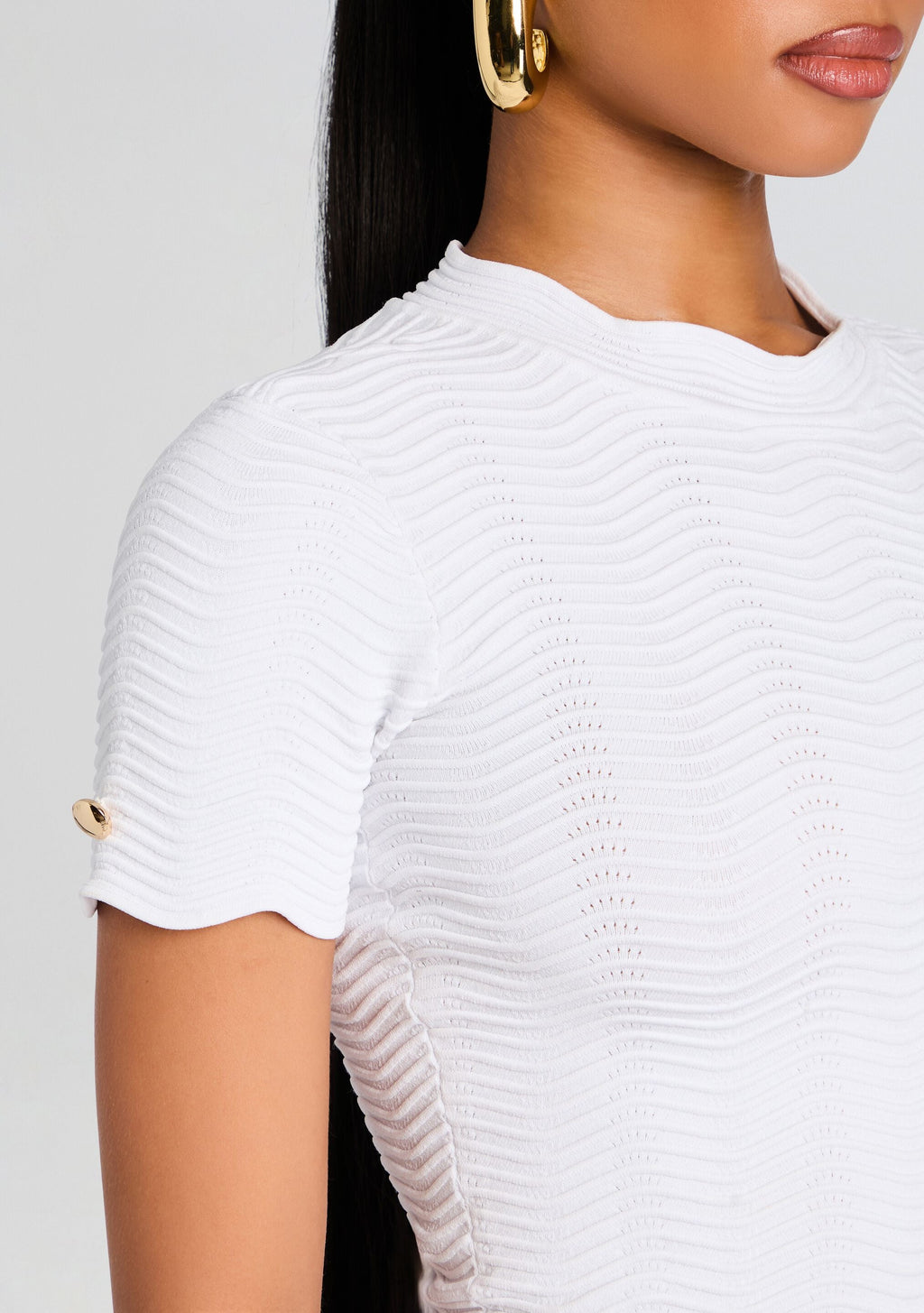 Aisha Rib Knit Top by retrofête in Optic White, product image 3