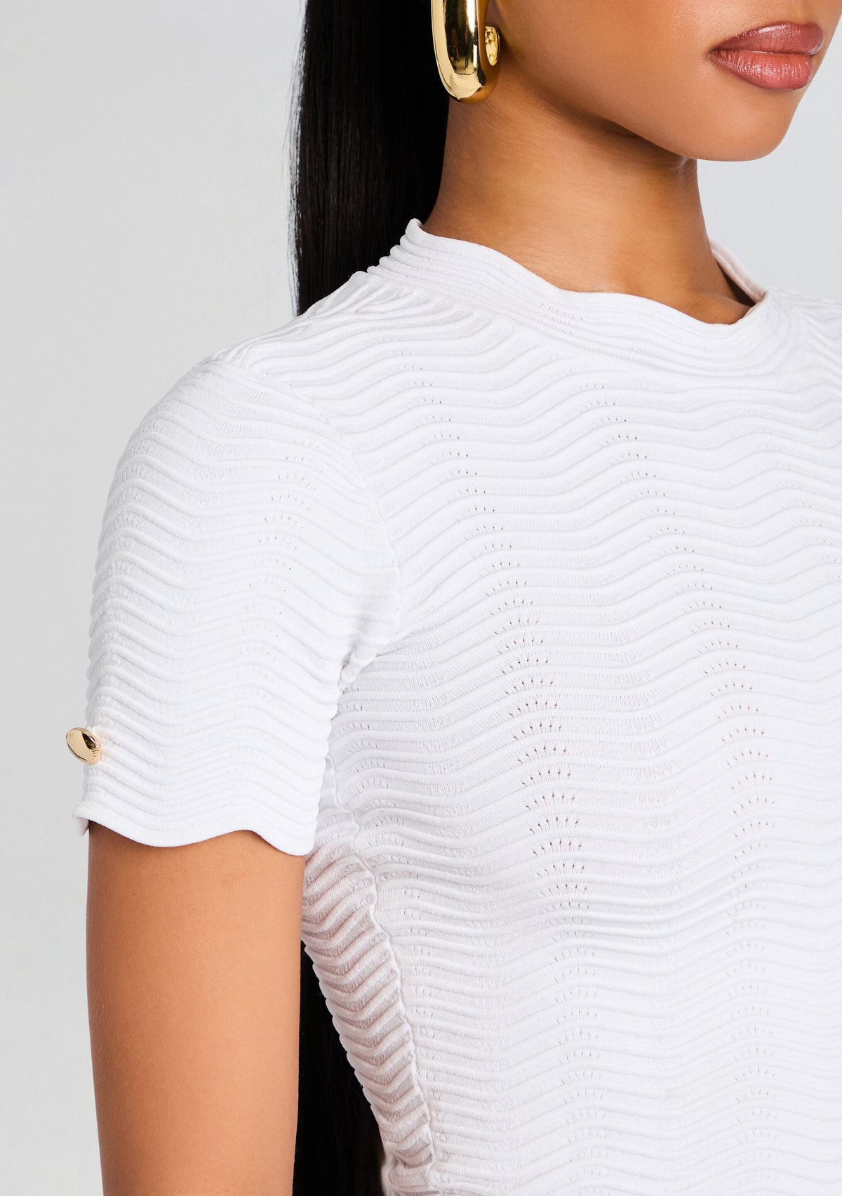 Aisha Rib Knit Top by retrofête in Optic White, product image 3