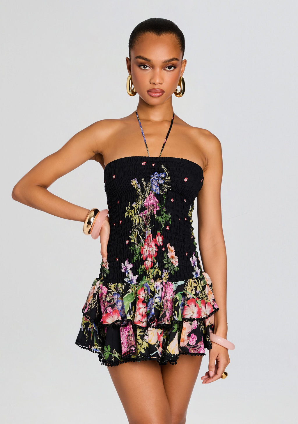 Cusia Short Dress by Charo Ruiz in Black Botanic, product image 5