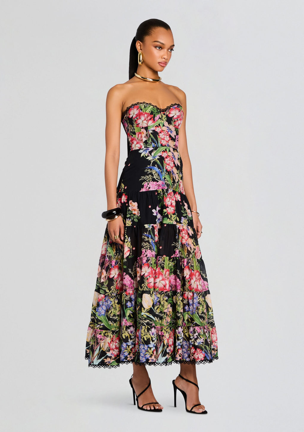 Danny Long Dress by Charo Ruiz in Black Botanic, product image 3