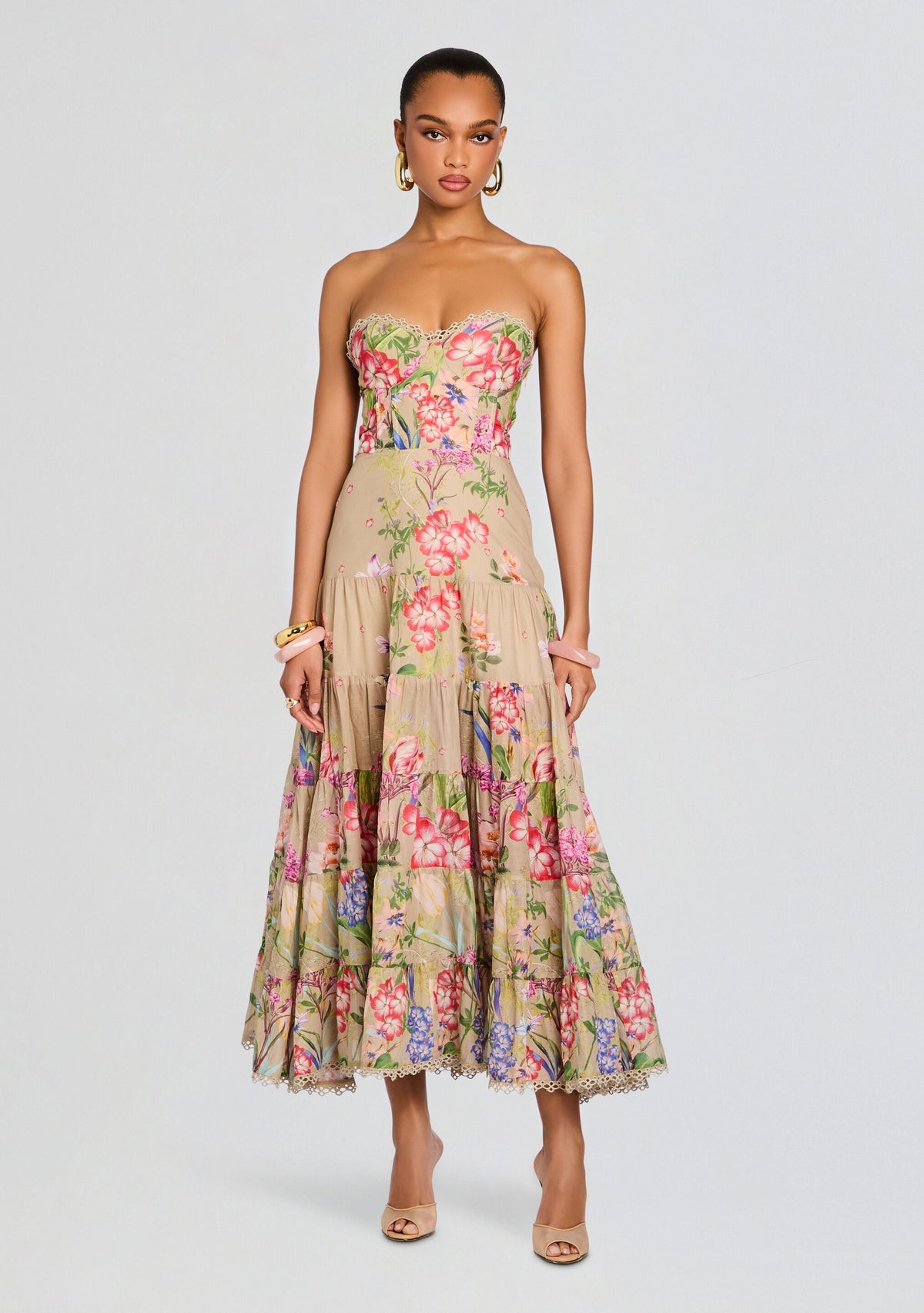 Danny Long Dress by Charo Ruiz in Olive Botanic, product image 1