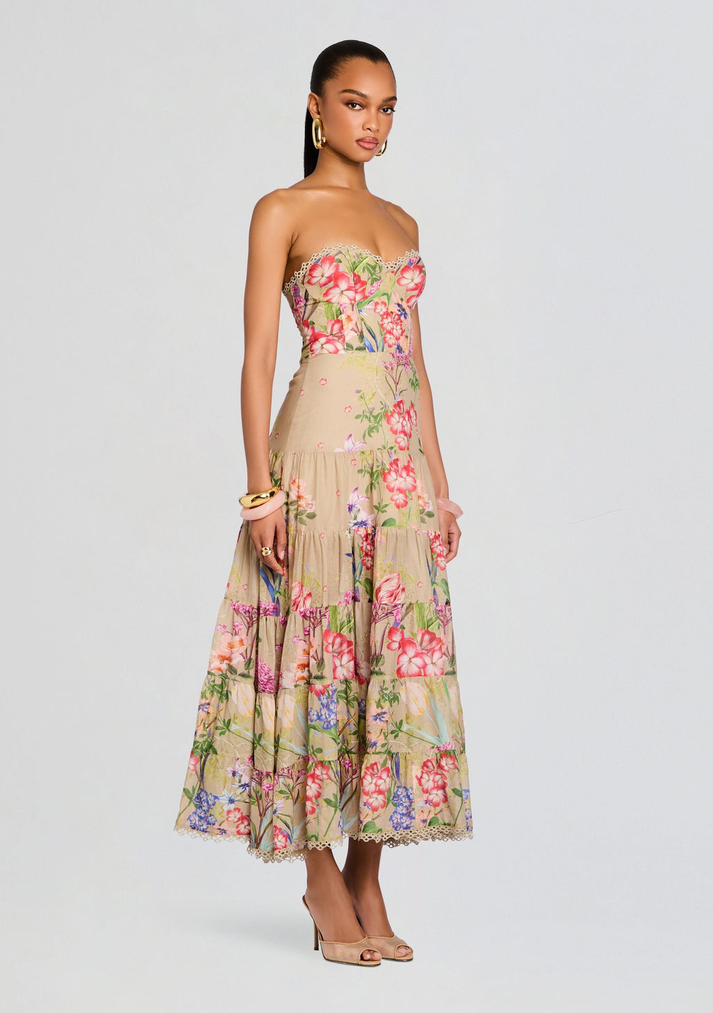 Danny Long Dress by Charo Ruiz in Olive Botanic, product image 3