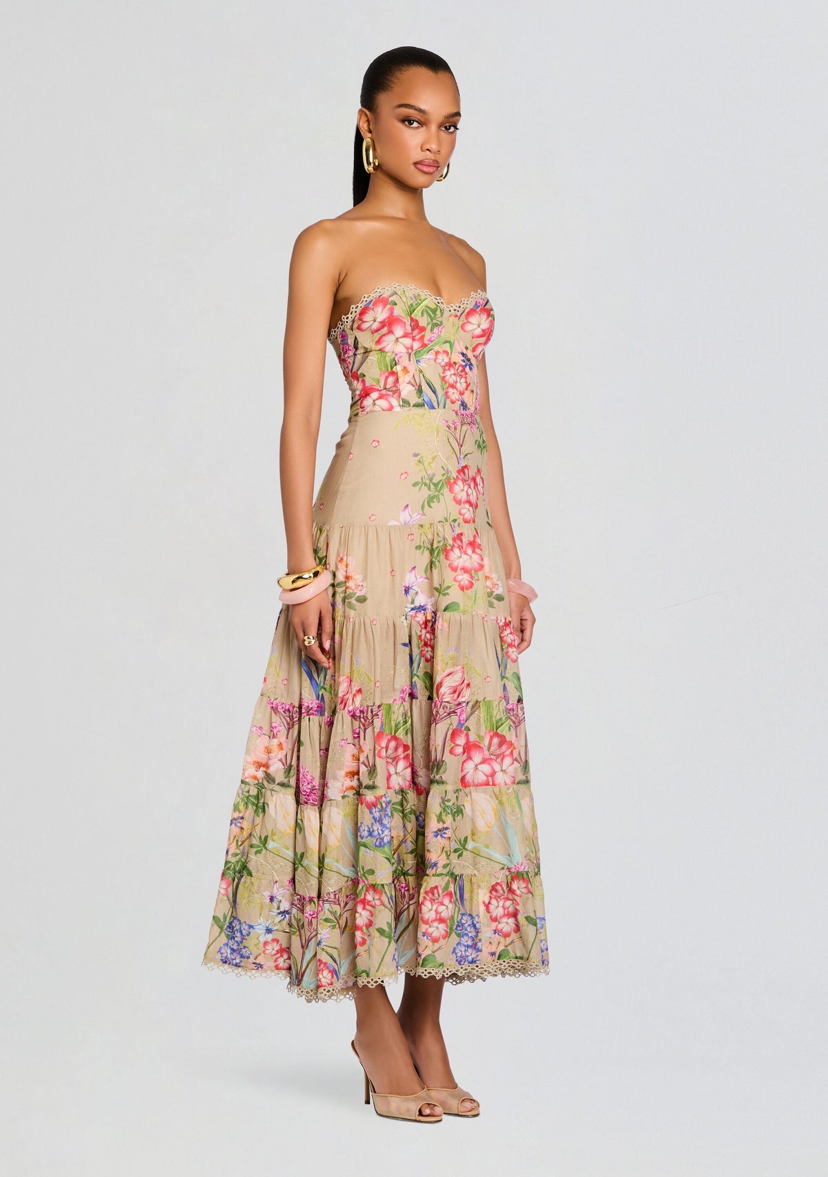 Danny Long Dress by Charo Ruiz in Olive Botanic, product image 3