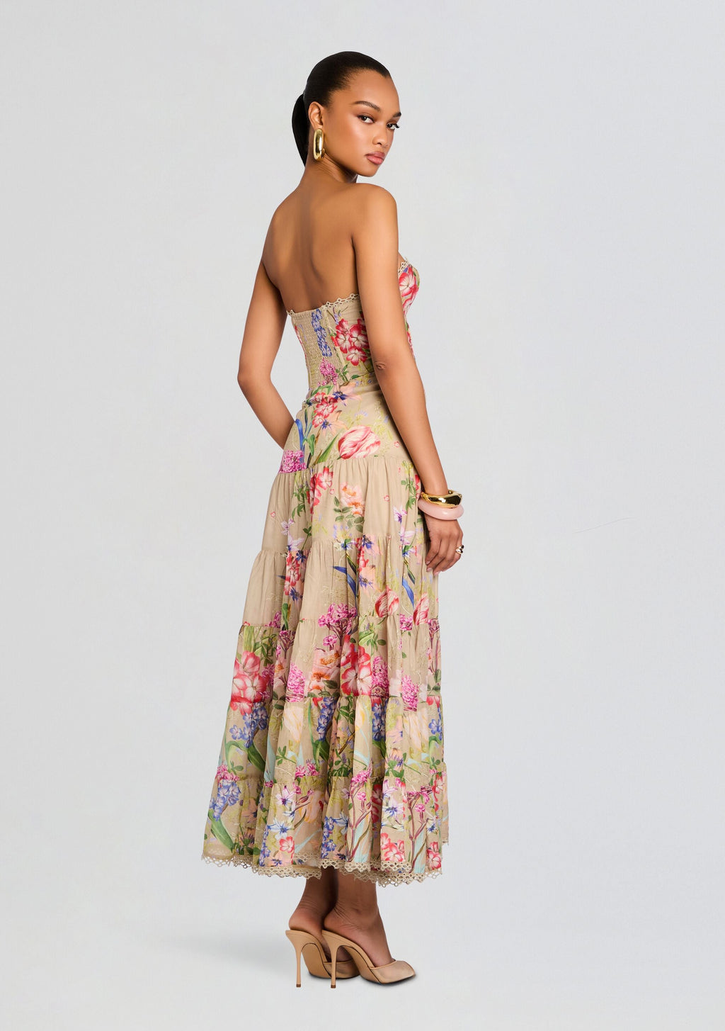Danny Long Dress by Charo Ruiz in Olive Botanic, product image 4
