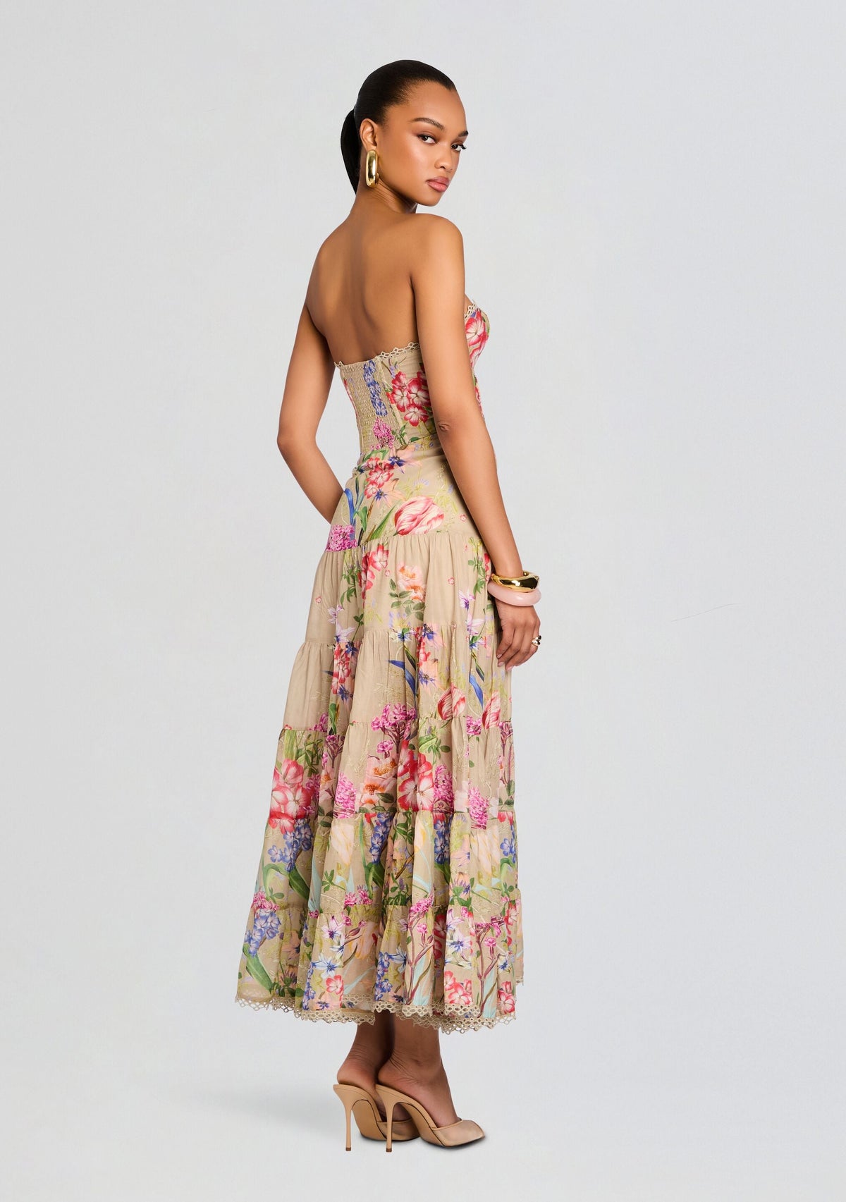 Danny Long Dress by Charo Ruiz in Olive Botanic, product image 4