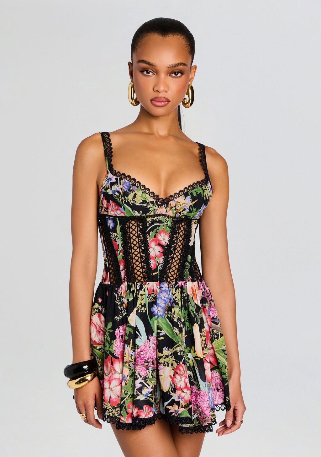 Gardenia Short Dress by Charo Ruiz in Black Botanic, product image 5