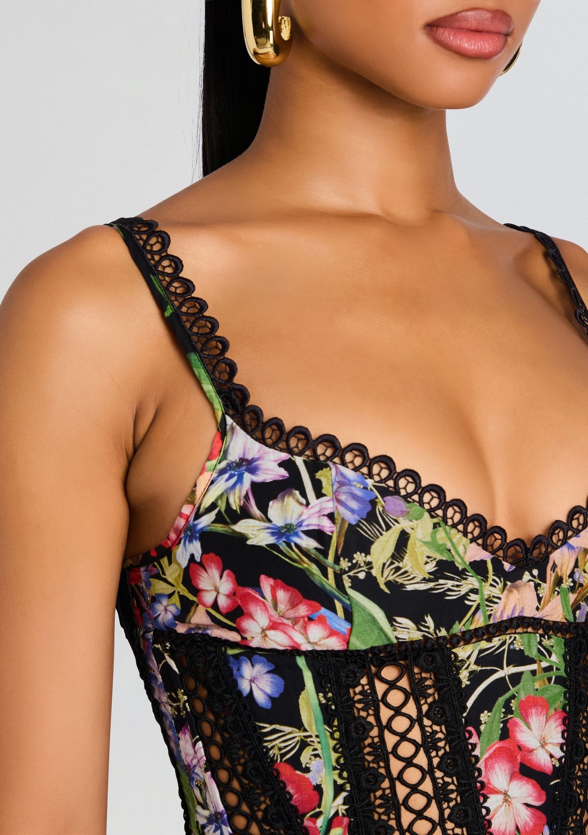 Gardenia Short Dress by Charo Ruiz in Black Botanic, product image 2